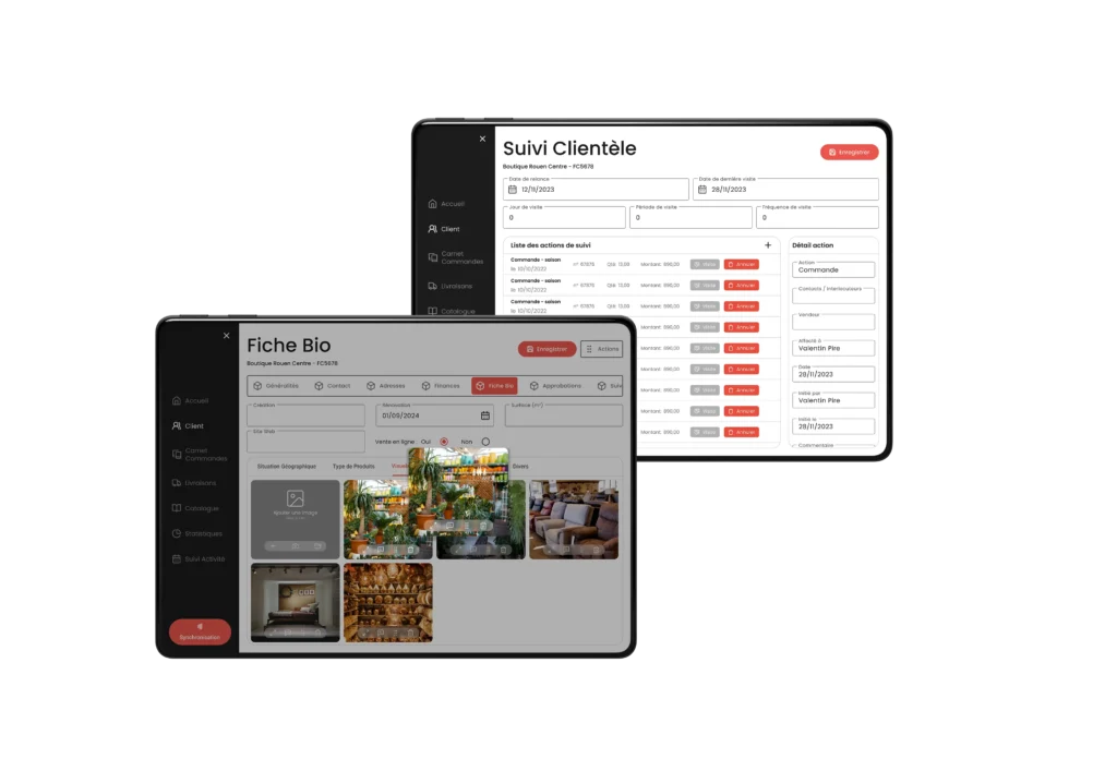 Mockup Appli négoce Quickorder fiches client
