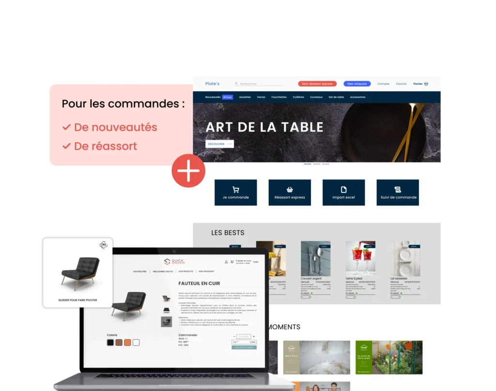 mockup fiche article avec showroom négoce