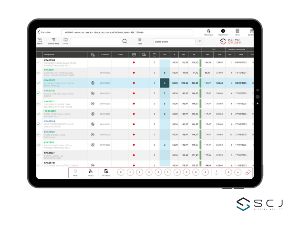 Mise en valeur produits : le Cadencier, présent sur l'application mobile SFA Quickorder by SCJ